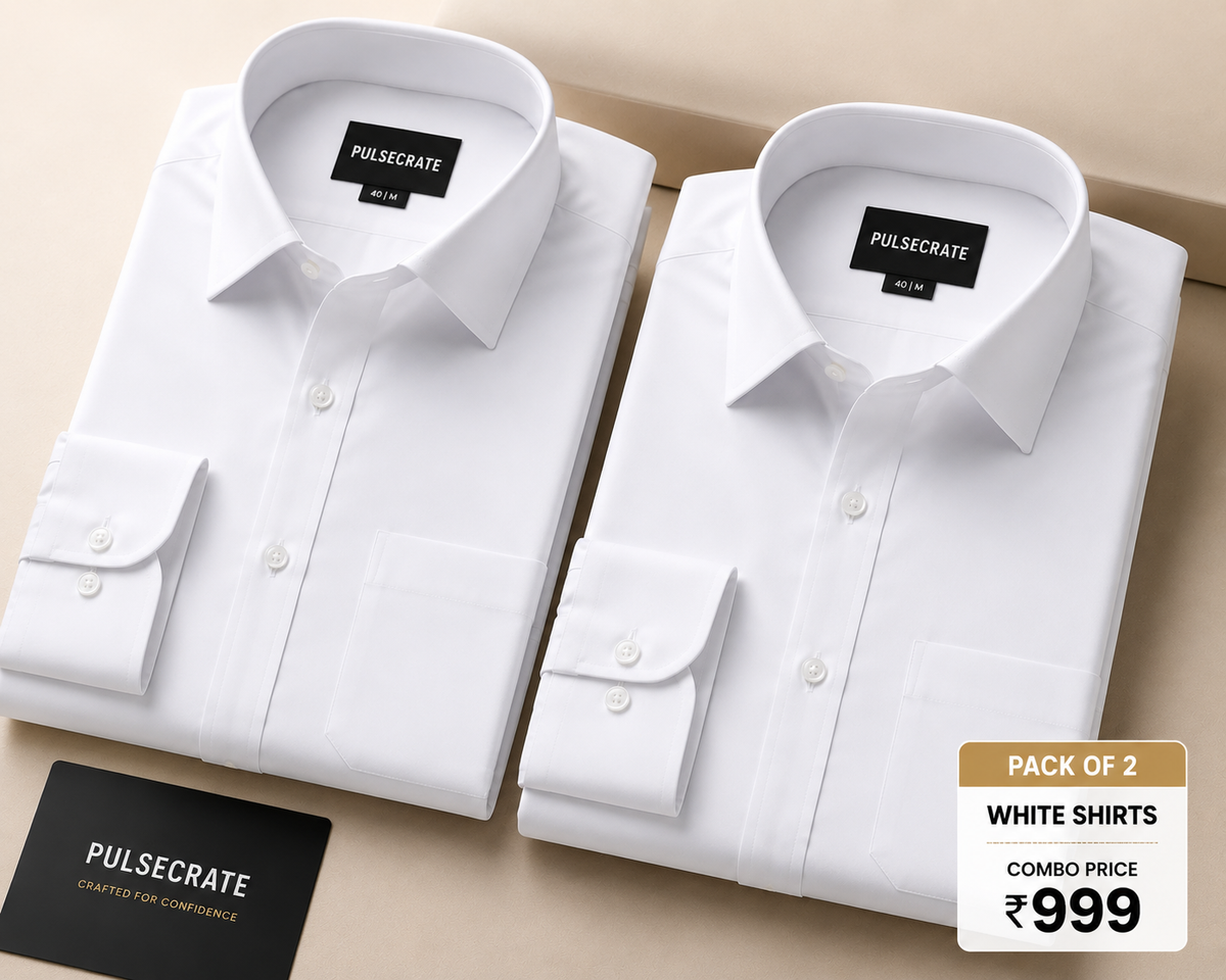Premium Cotton Blend Solid White Shirt Pack of 2